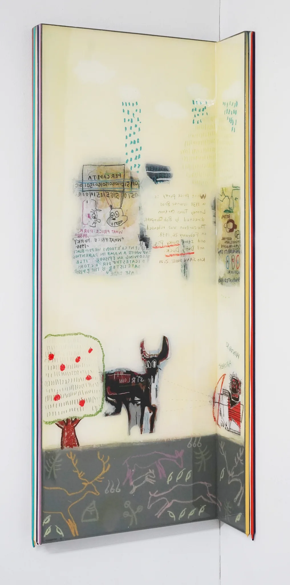 Trace of Sans-Hommage to Basquiat, 90.5x35, 90.5x10cm, Acrylic & resin on panel,2021 (3).J