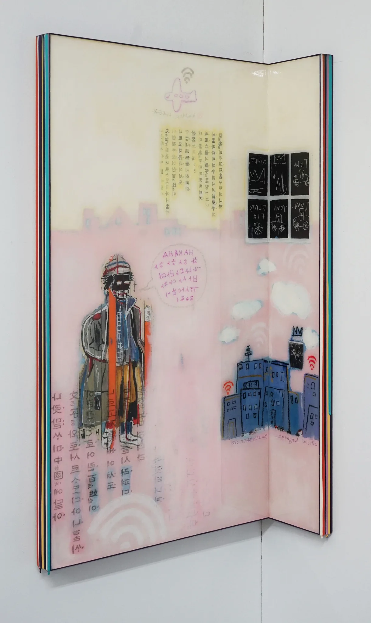 Trace of Sans-Hommage to Basquiat, 90.5x50, 90.5x14.5cm, Acrylic & resin on panel,2021 (2)