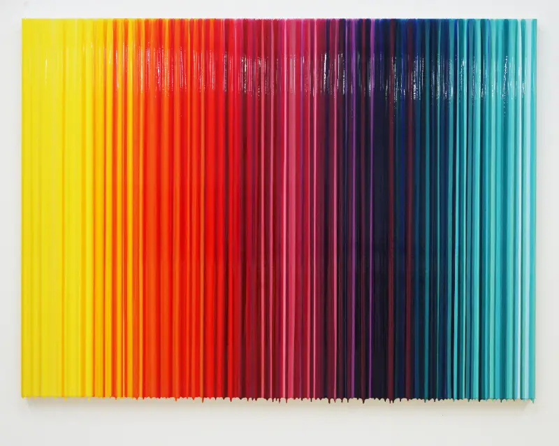 Trace of Sans - FLOW, 2026, Acrylic, resin on wood — painting by Koo Sang Hee (구상희)