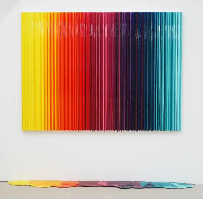 Trace of Sans - FLOW, 2026, Acrylic, resin on wood — painting by Koo Sang Hee (구상희)