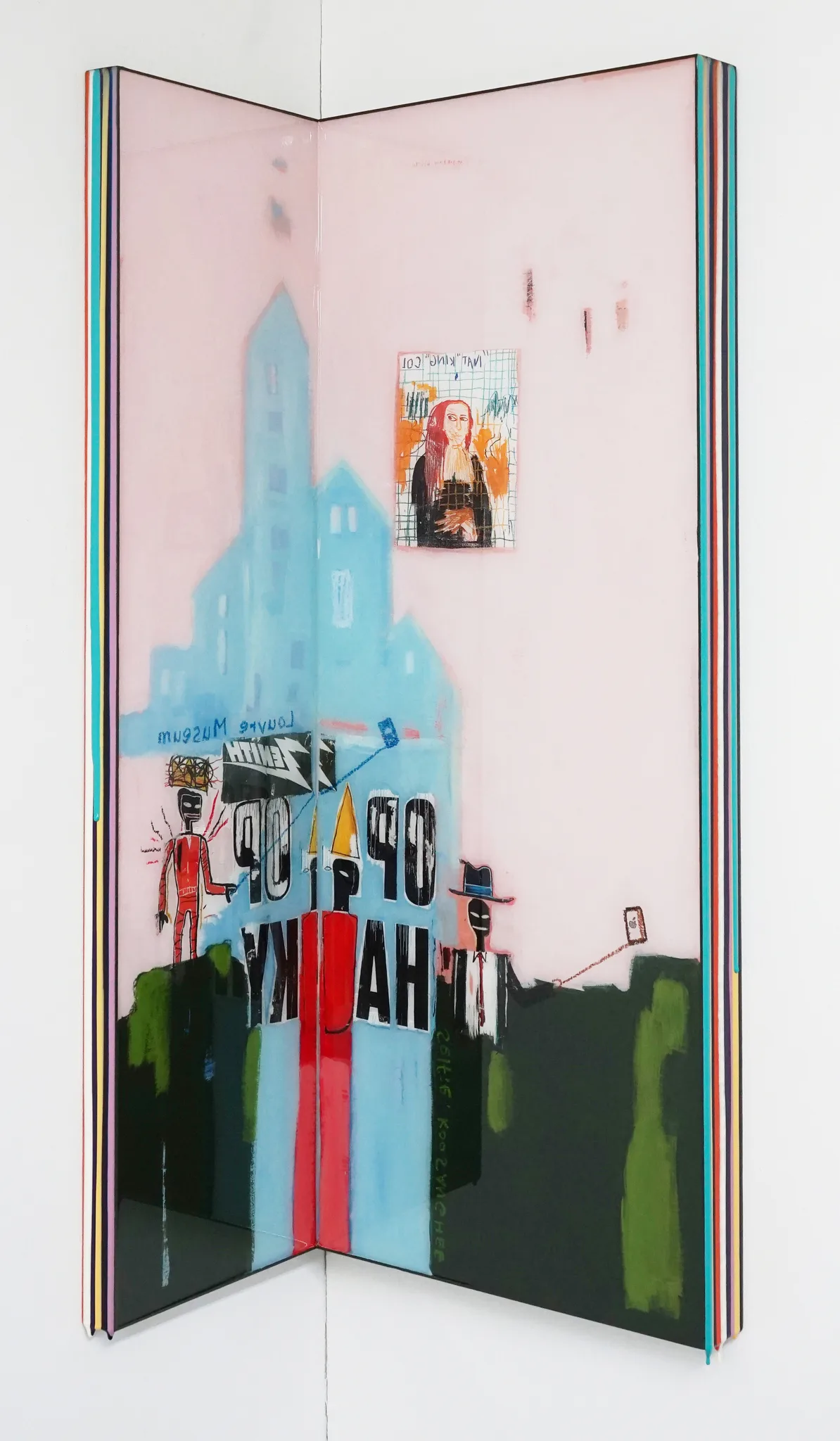 Trace of Sans-Hommage to Basquiat, 90.5x22.5, 90.5x35cm, Acrylic & resin on panel,2021.JPG